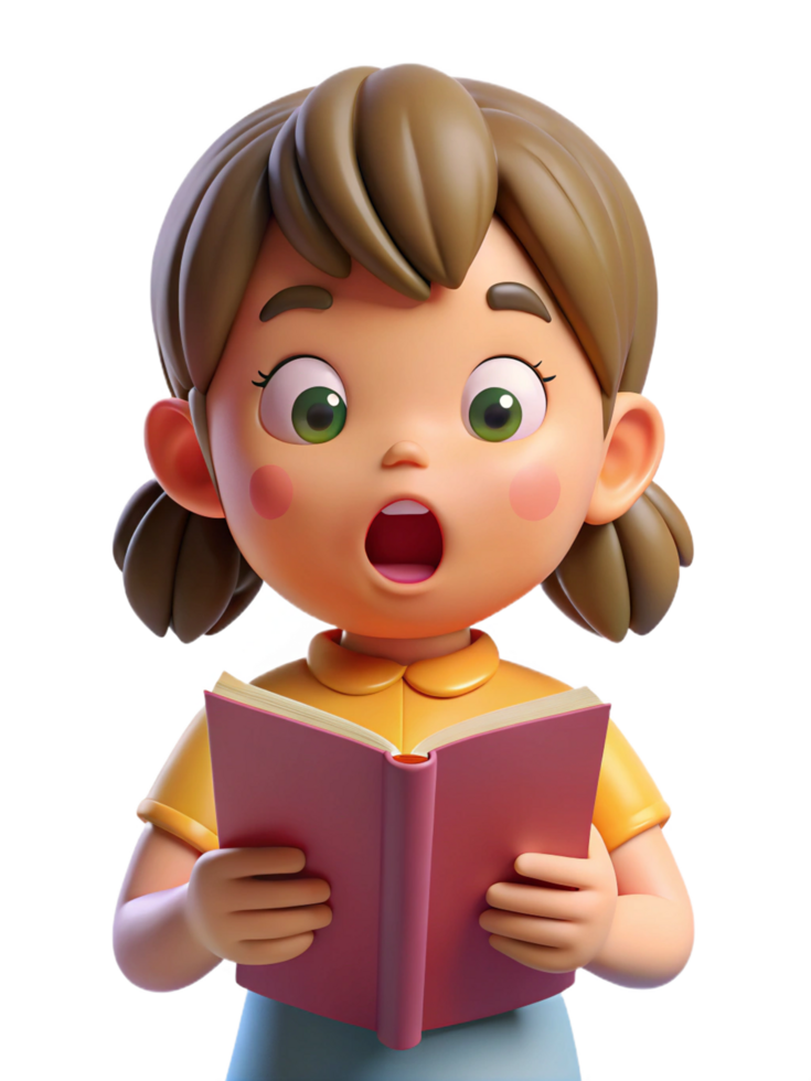 Surprised Girl Holding a Book While Reading png