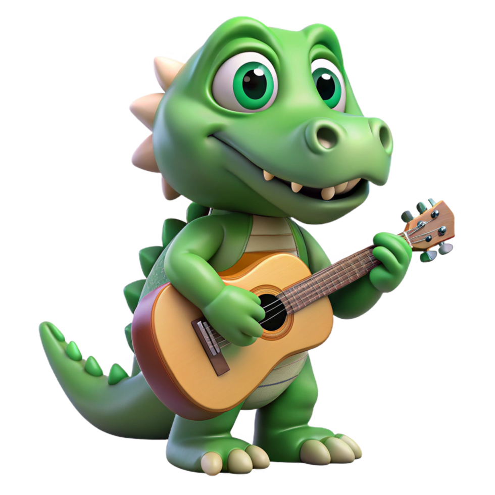 Adorable Crocodile Holding Guitar Cheerfully png