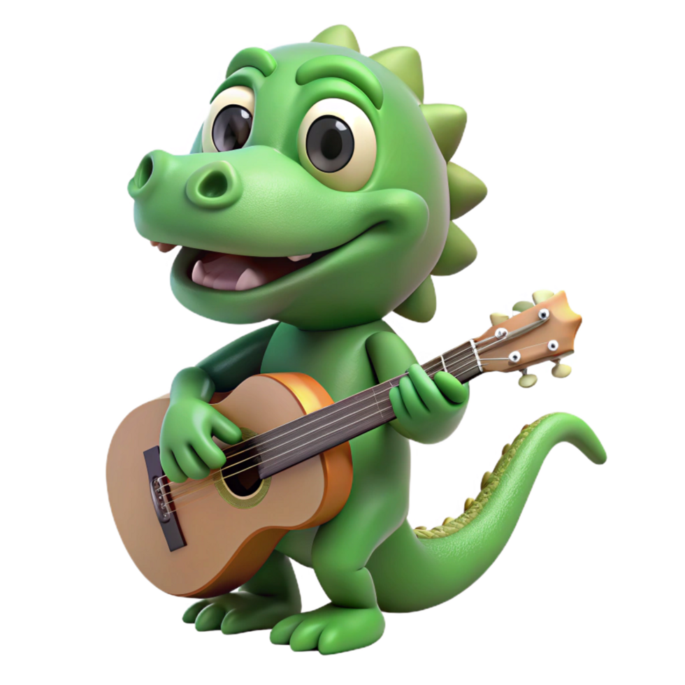 Crocodile Playing Guitar with a Happy Vibe png