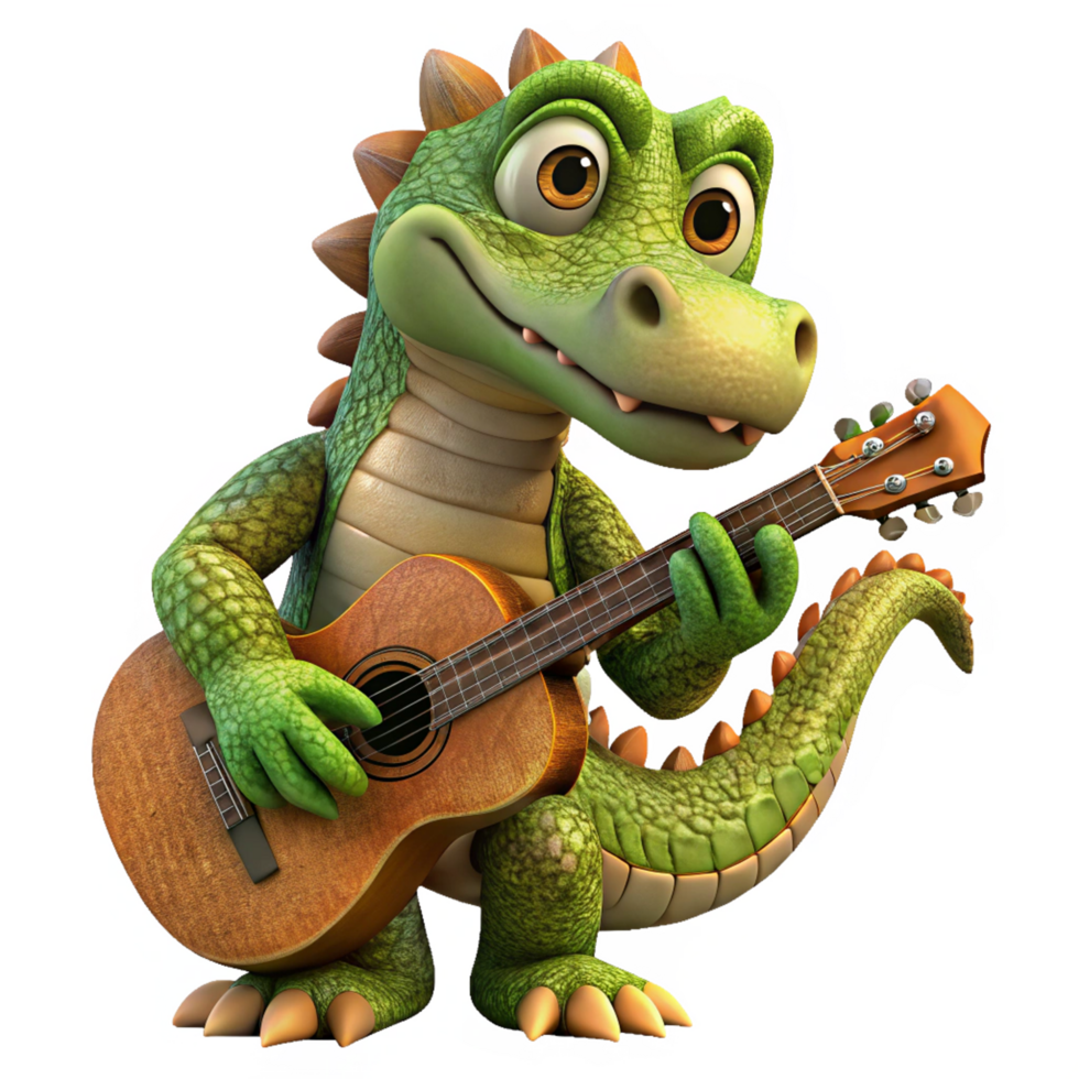 Funny Crocodile Rocking on Guitar png