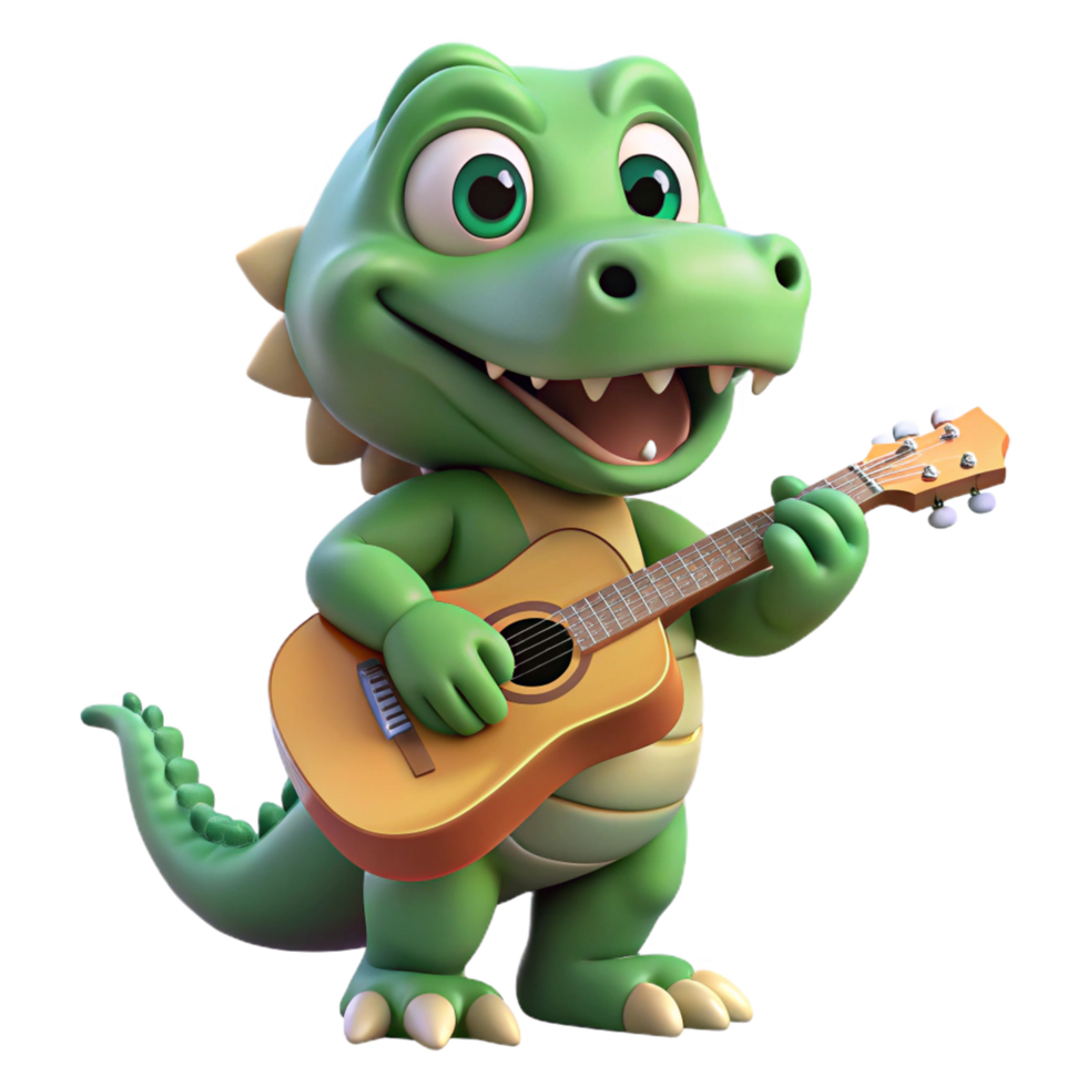 Adorable Crocodile Playing Guitar Cheerfully png