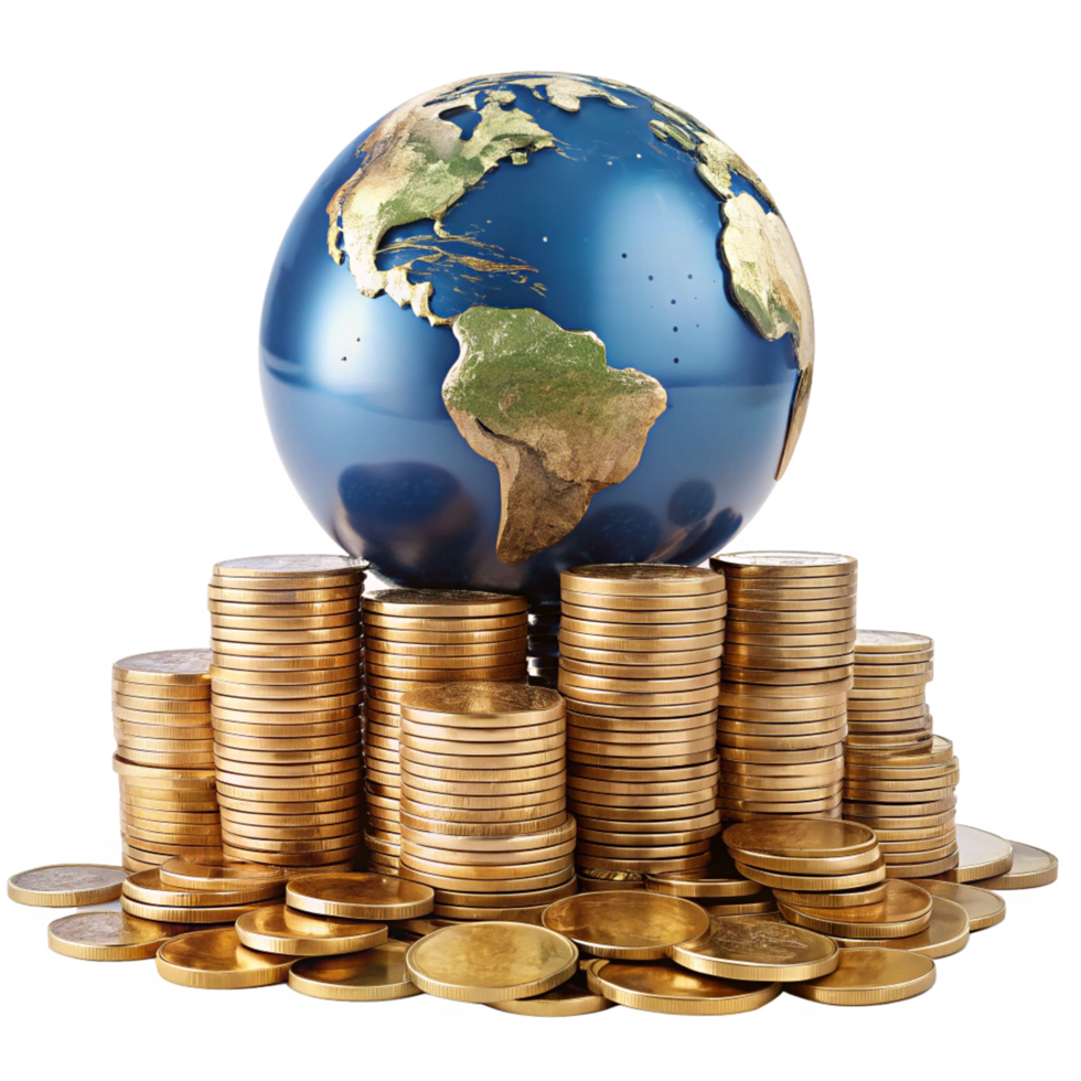 World on Tower of Wealth Coins png