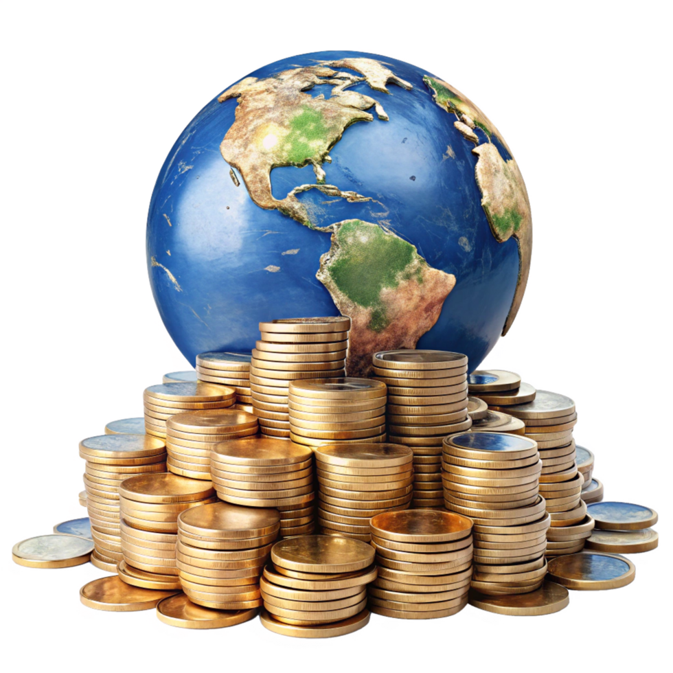 Global Wealth Represented by Coin Pile png