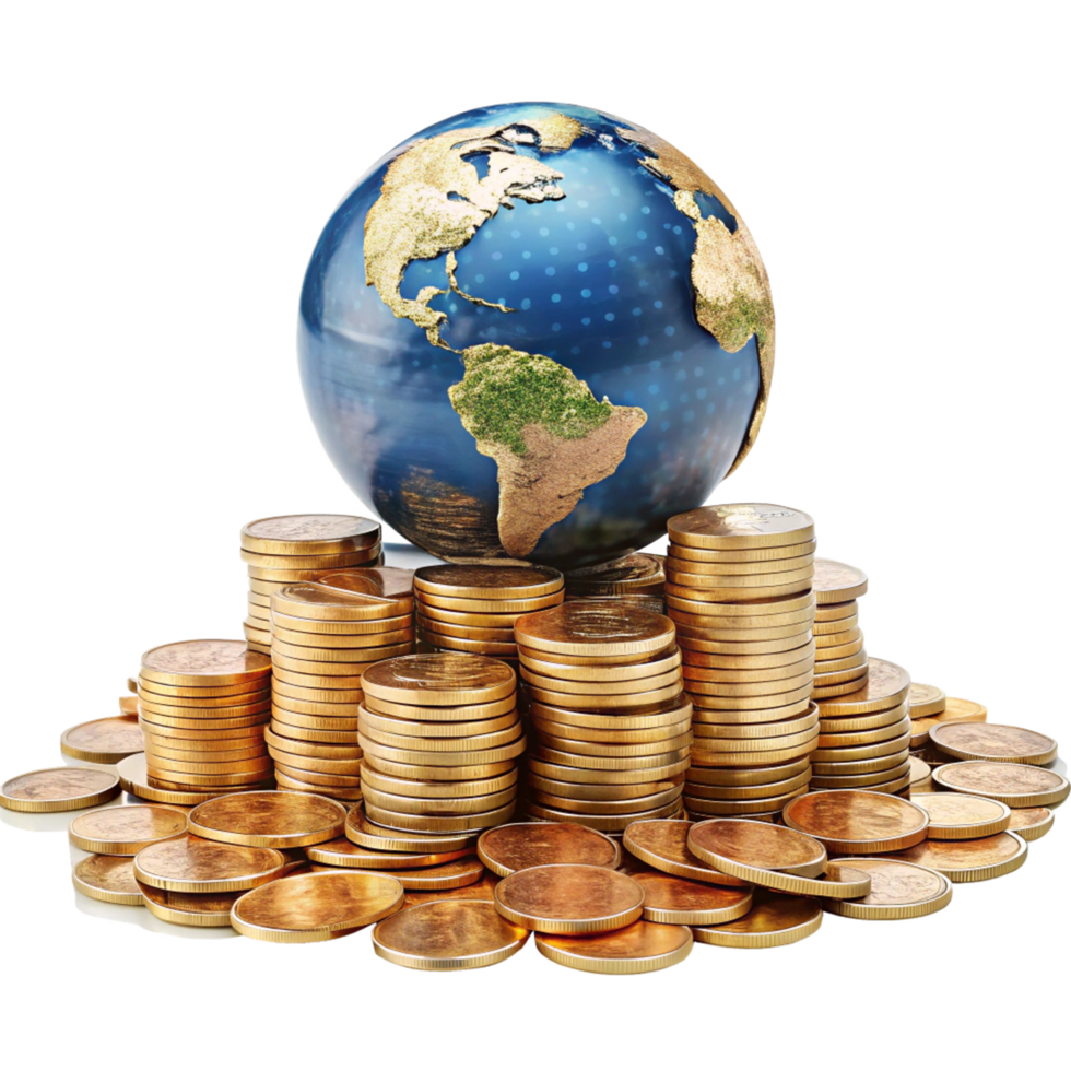 Global Finance Balanced on Coin Pile png