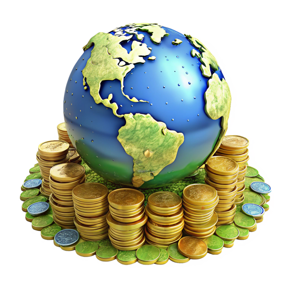 World Economy Concept with Money Coins png