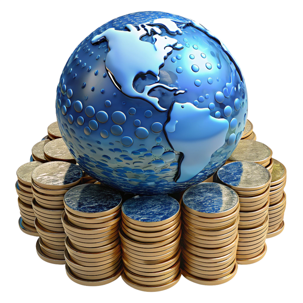 World Economy Depicted by Coin Stack png