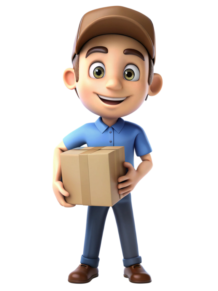 Smiling Delivery Guy Holding Package png