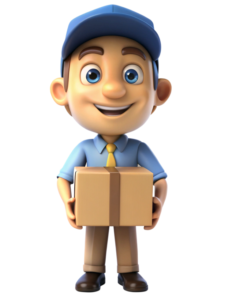 Smiling Delivery Man with a Box png