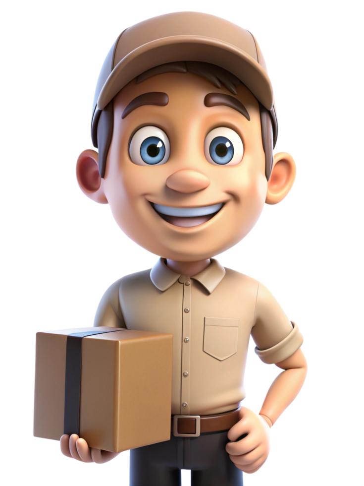 Smiling Delivery Worker with a Box png