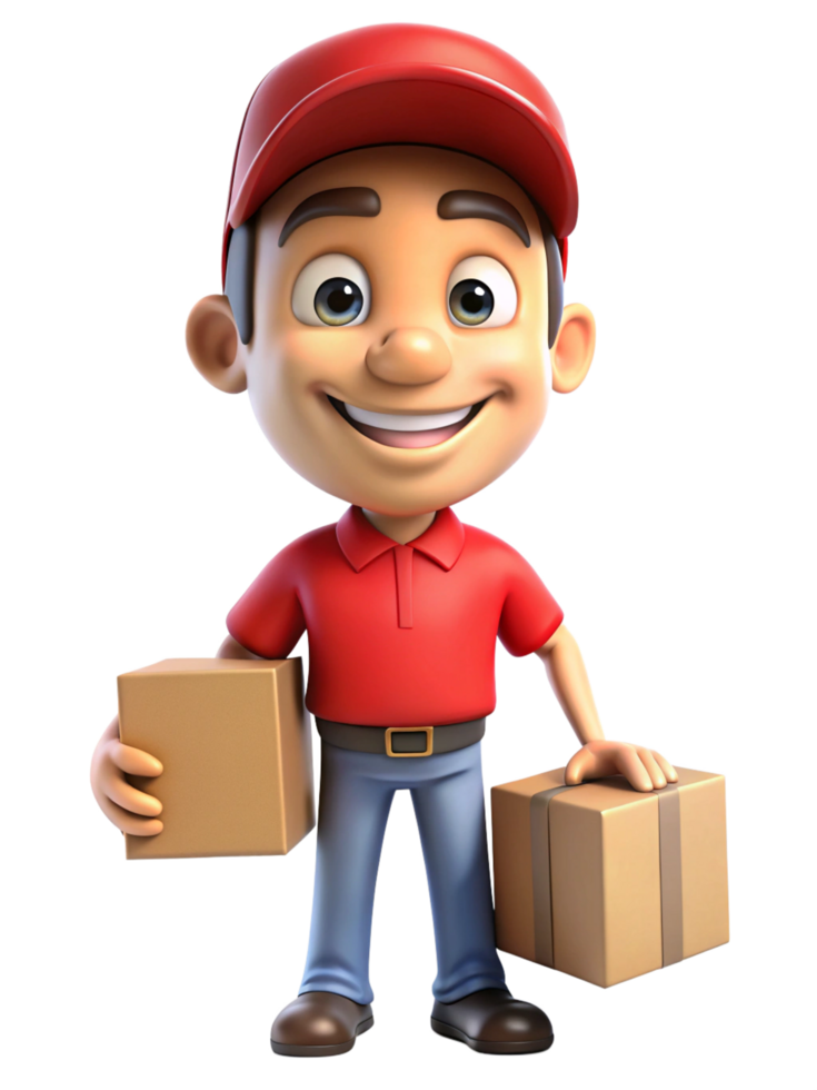 Cheerful Delivery Man with a Parcel png