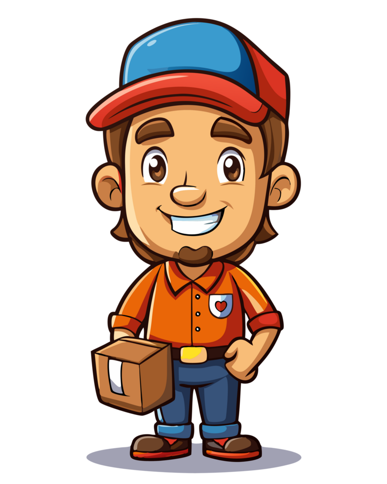 Cheerful Delivery Guy Holding a Package png