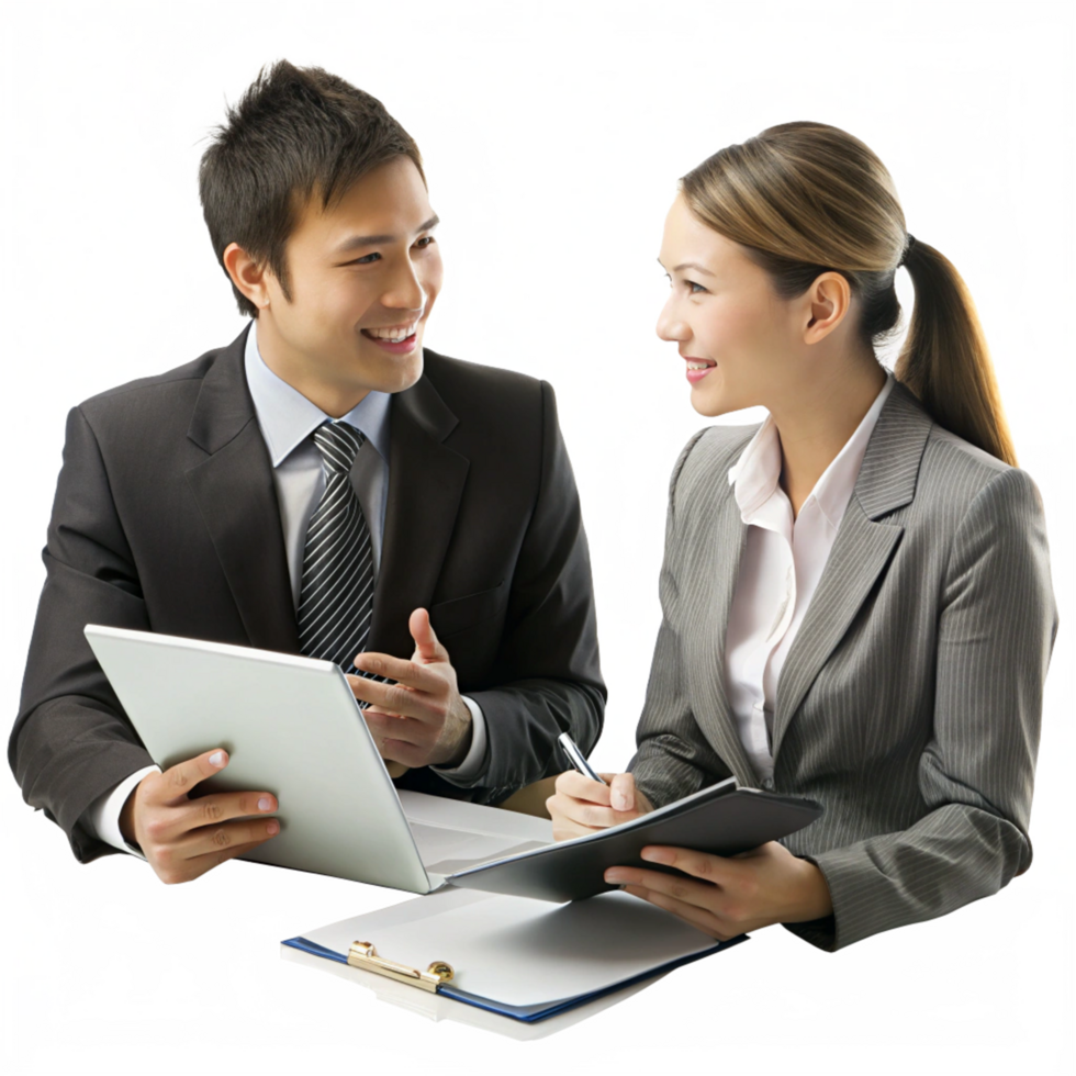 Business Partners Collaborating in a Discussion png