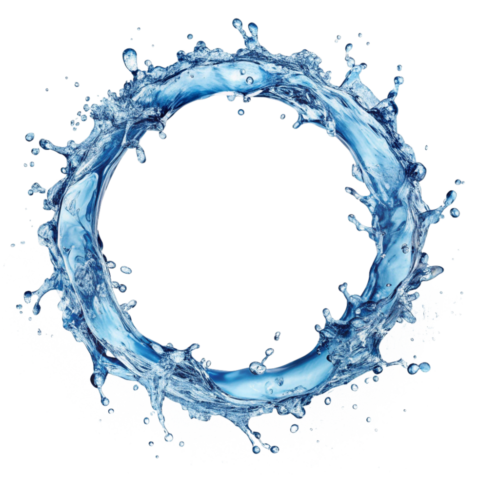 Circular Water Splash with Droplets png