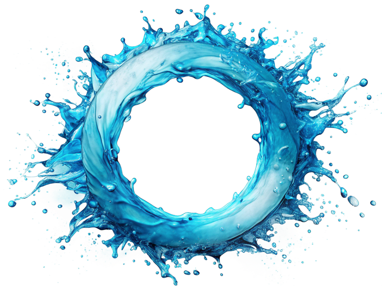 Round Water Splash with Droplets png