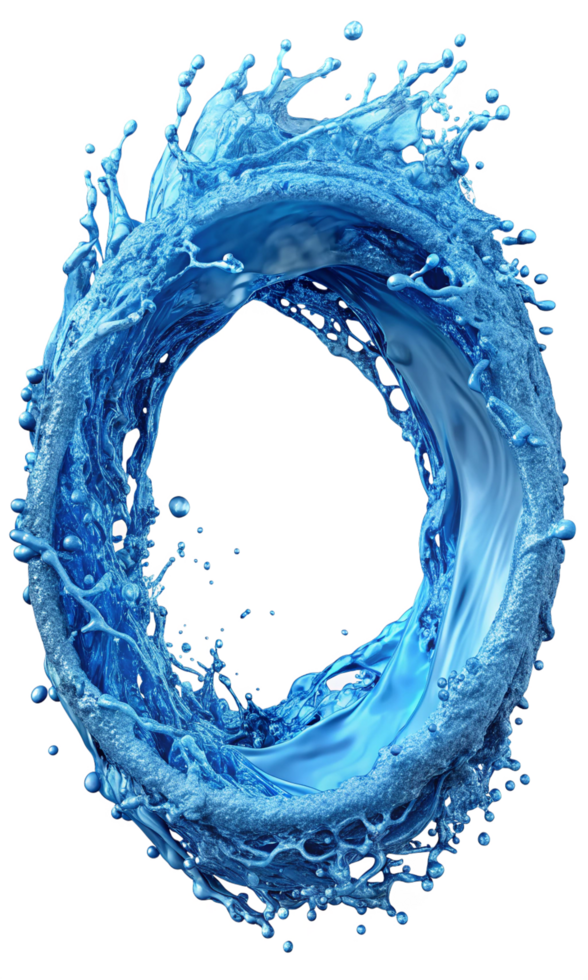 Fluid Circular Water Splash with Droplets png