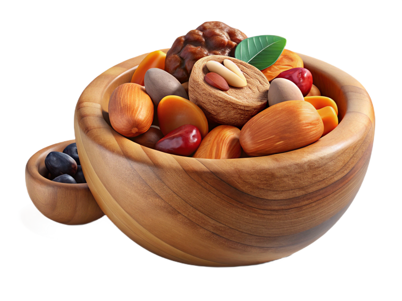 Healthy and Delicious Mix in Wooden Bowl png