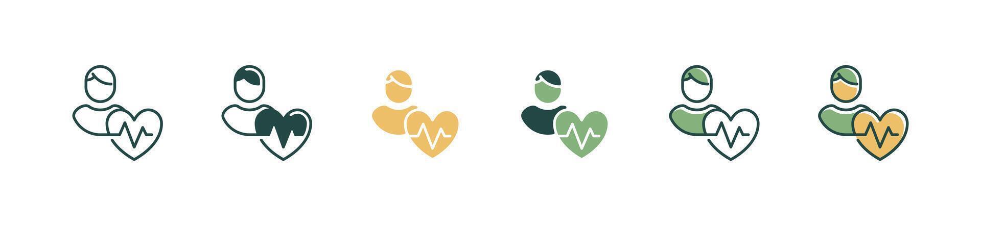 human heartbeat pulse icon set patient cardiogram monitoring hospital heart beat analysis illustration for web and app vector
