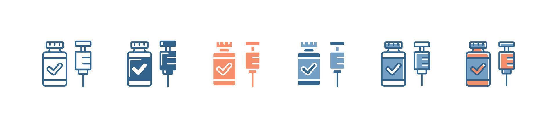 corona virus vaccination icon set medical vaccine treatment with syringe symbol illustration vector