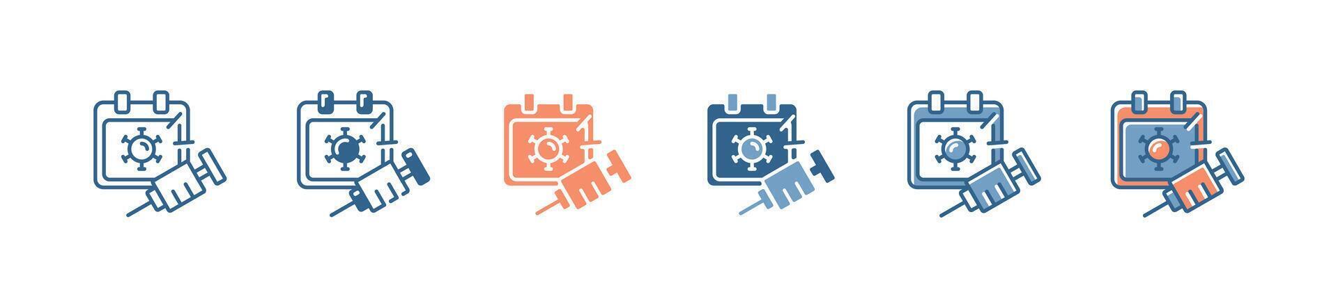 medicine virus syringe vaccine treatment icon set disease injection calendar schedule symbol illustration vector