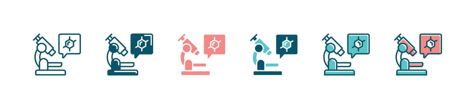 laboratory microscope icon set science microbiology equipment medicals research tool with microscopic organism illustration vector