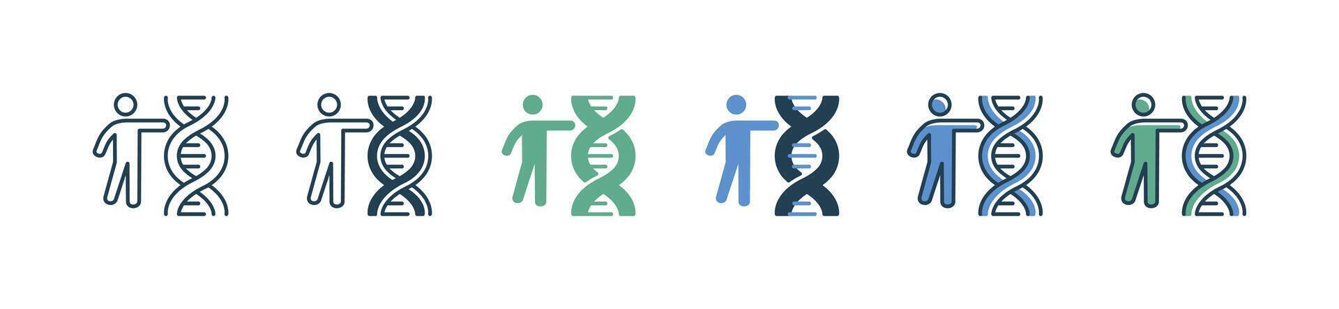 human dna genetic icon set helix chromosome gene microbiology illustration people with biotechnology gmo symbol design vector