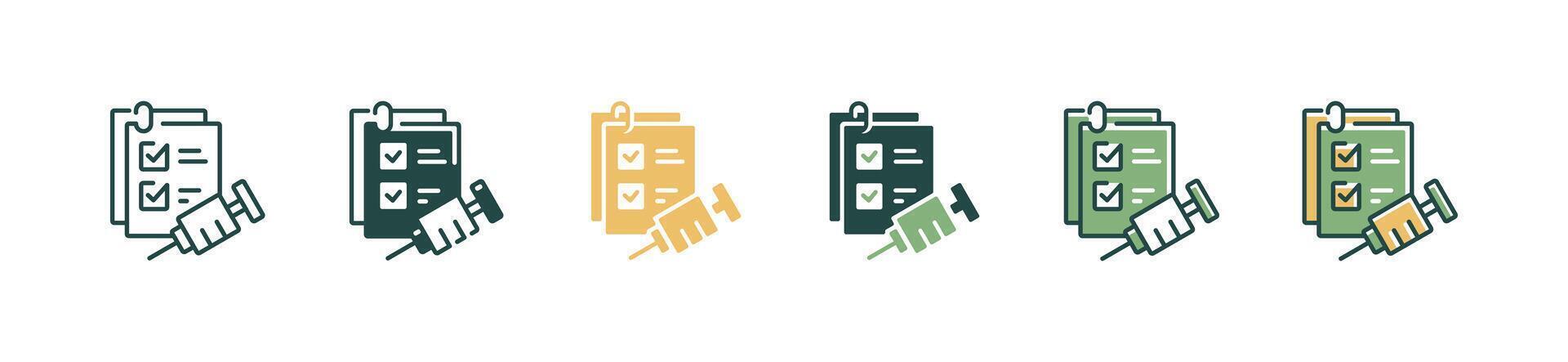 checklist virus syringe vaccine medical check-up icon set health care injection treatment document illustration vector