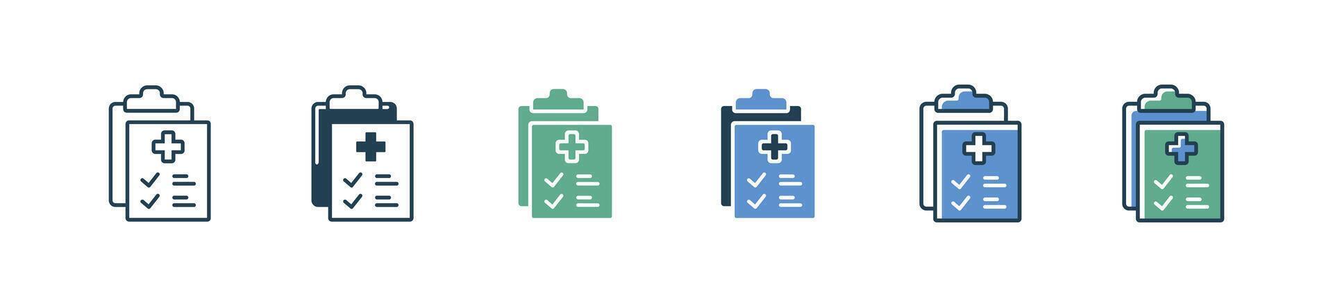 patient medical report clipboard icon set health check up diagnosis information checklist illustration for web and app vector