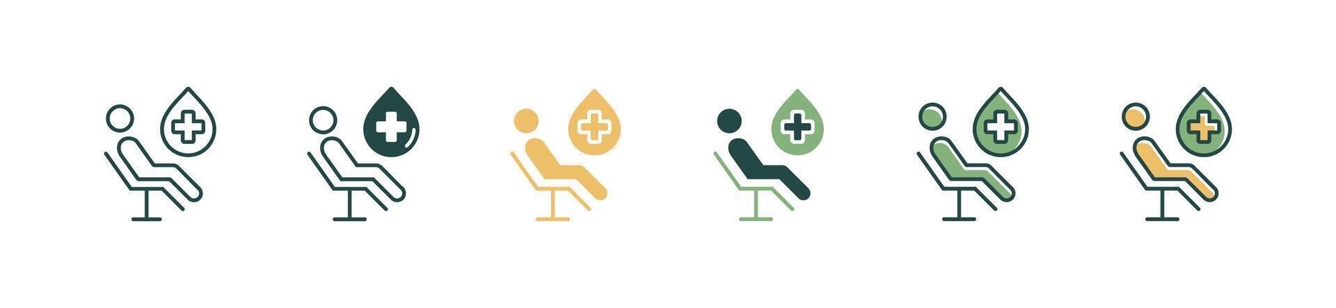 people blood donor transfusion icon patient dripped blood donation medical life care illustration for web and app vector