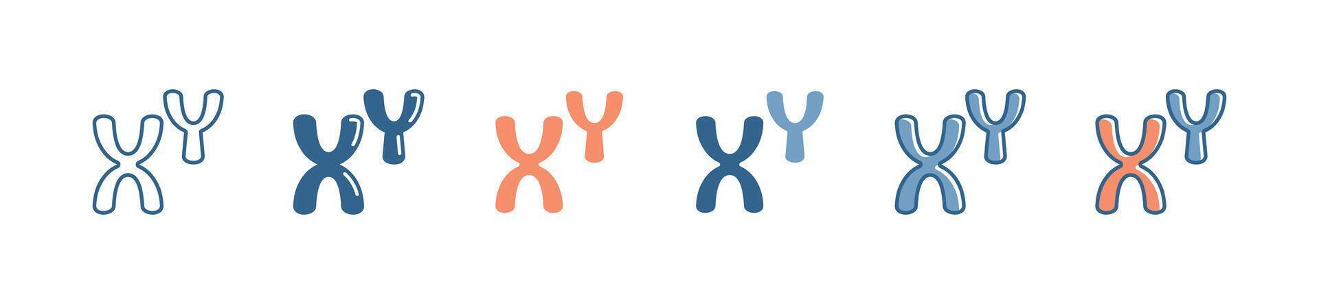 chromosome biotechnology x and y genetic icon set molecular dna genome symbol illustration vector