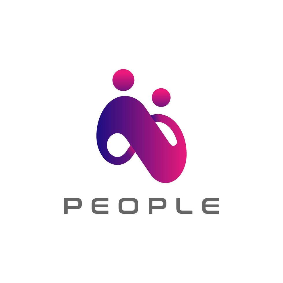 People logo design, two human forming abstract infinity symbol, people Logo template element vector