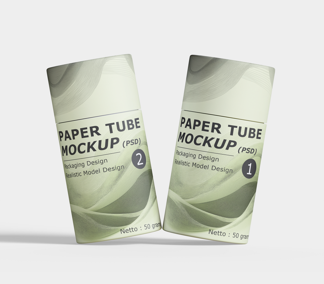 Set of paper tube package mockups on white background. psd
