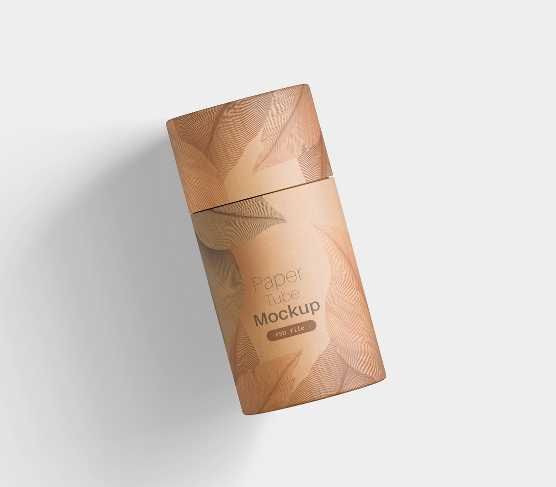 Brown Paper tube package mockups isolated on white background. psd