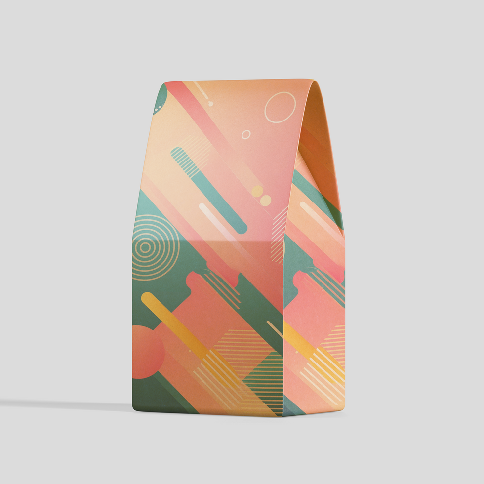 Brown craft small paper bag packaging mockup isolated on white background. Stand-up pouch psd