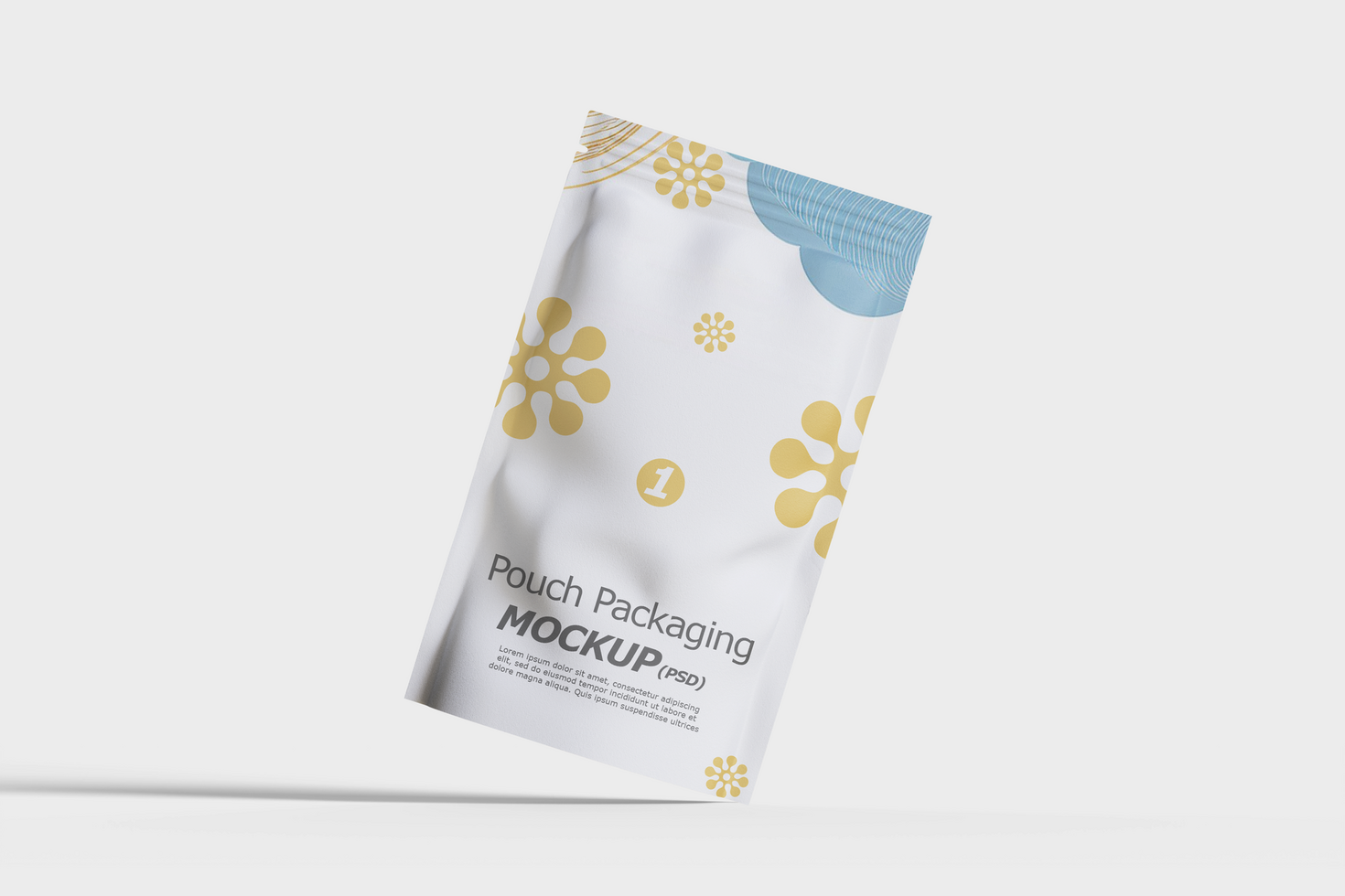 Sachet 3D model on white background psd