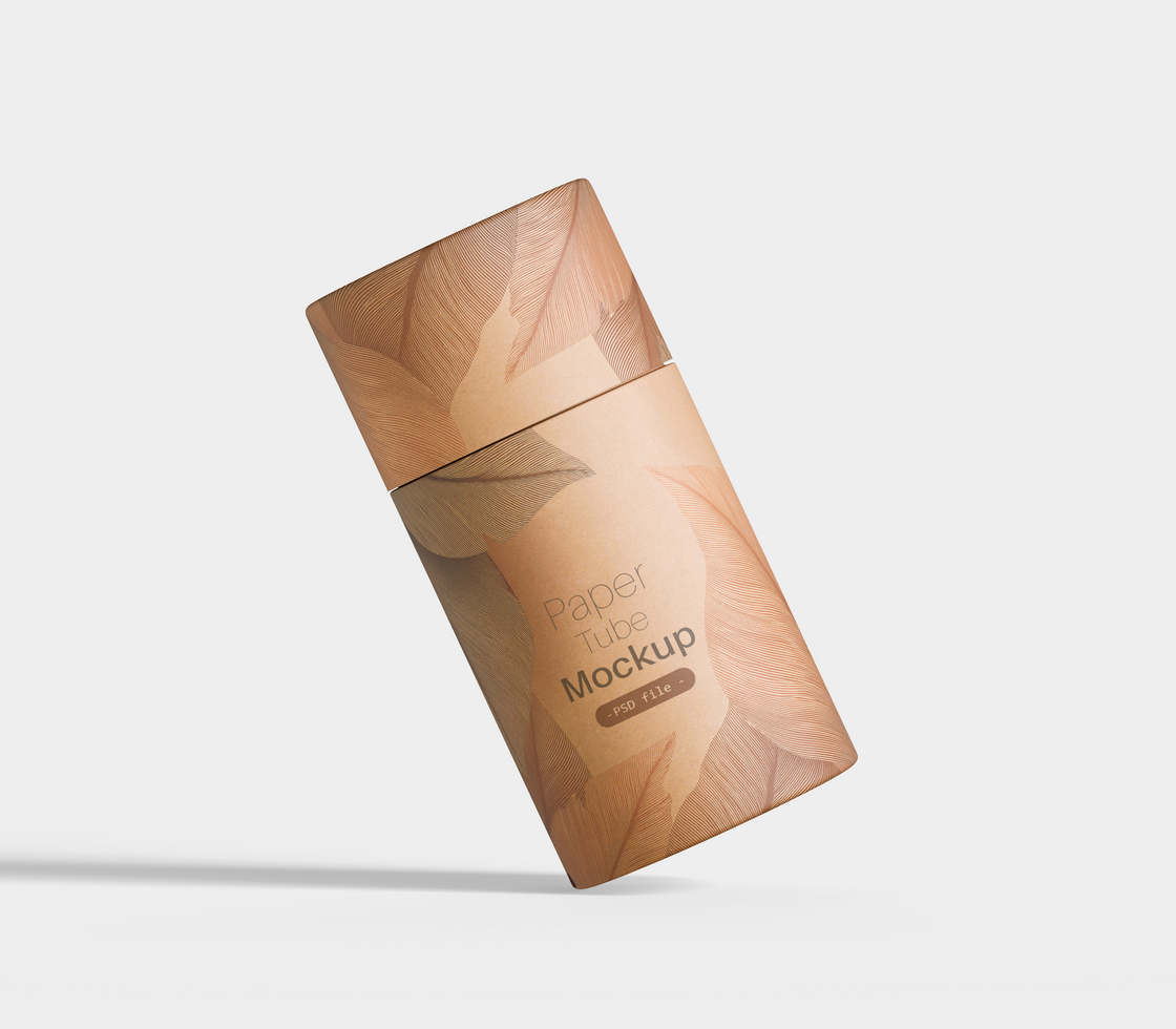 Paper tube mockup for presentation design psd