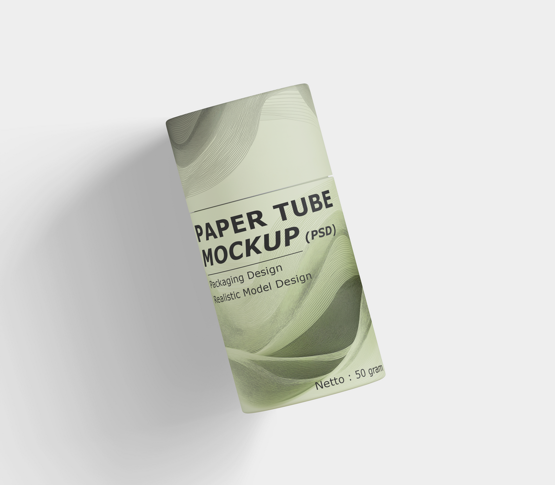 Kraft paper tube packaging with cap mock up on white background psd