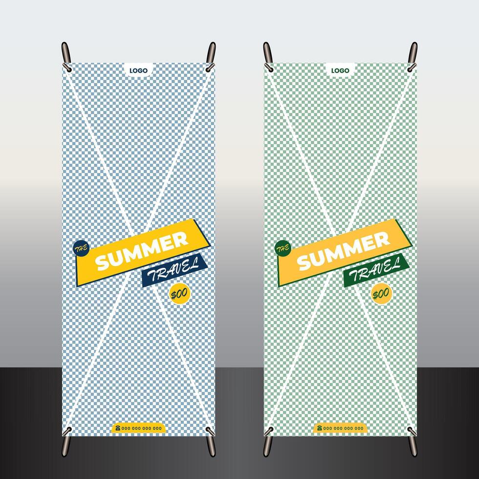 Creative professional travel roll up design vector