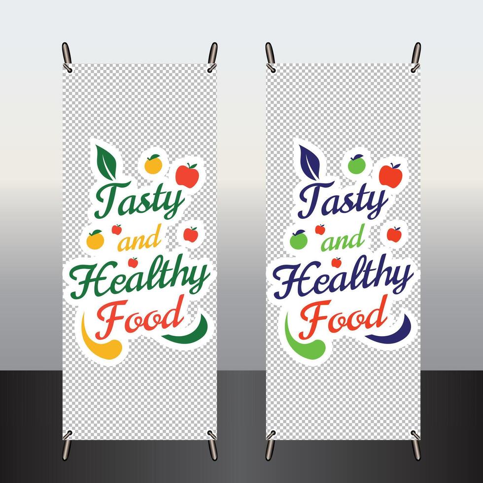 Fruits shop marketing roll up set vector