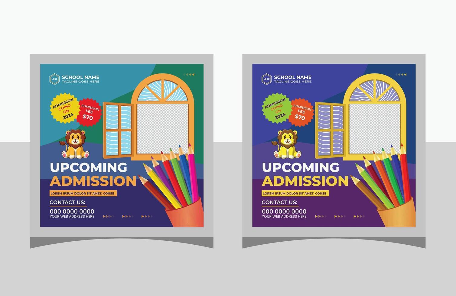 Admission Social media post design Layout with Colorful Accents vector