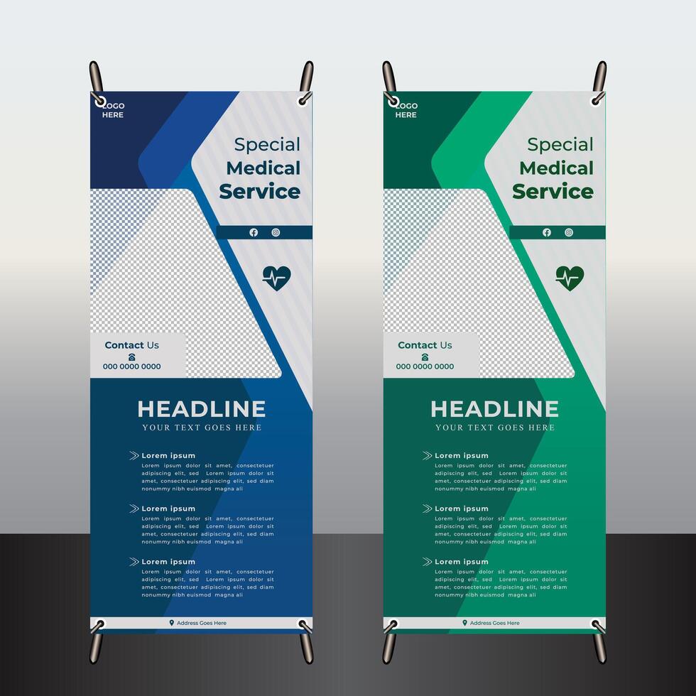 medical service roll up template vector