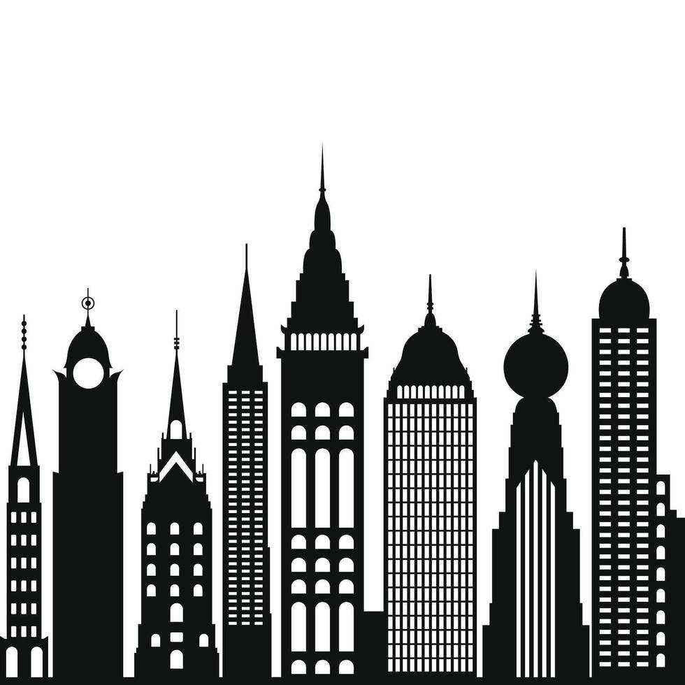 Black and white silhouette of a city vector