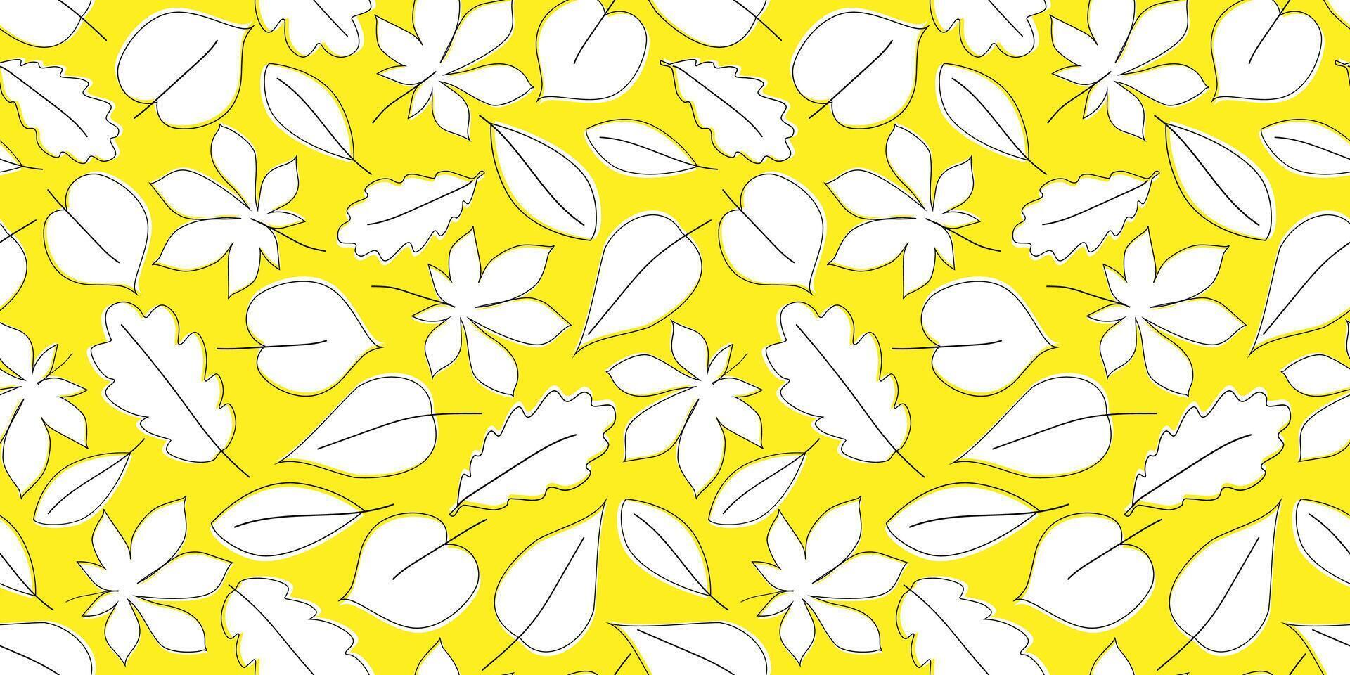 Seamless pattern with abstract silhouettes of lined leaves. Autumn monochrome print. vector