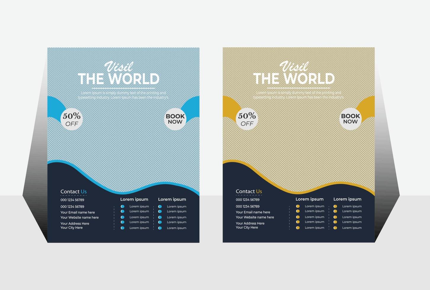 Travel flyer design includes a holiday flyer layout. vector