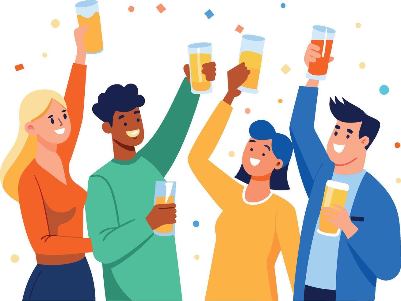 Group of friends having fun and drinking together vector