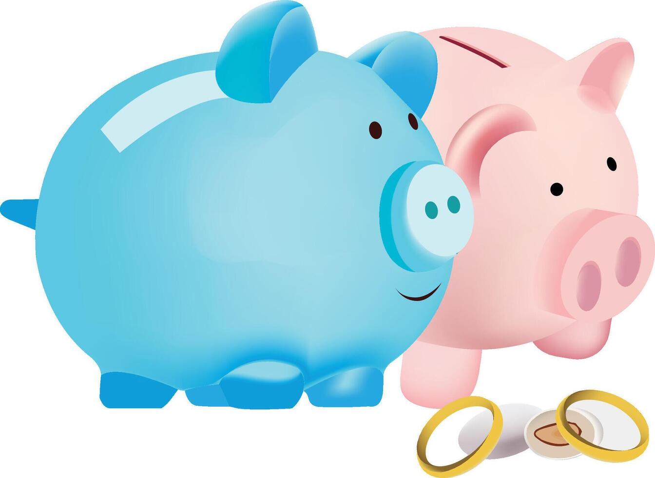 Blue and pink piggy banks representing savings for wedding vector