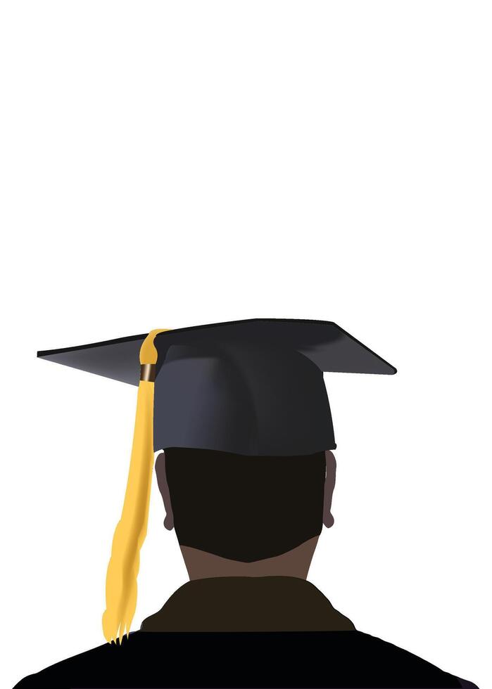 Graduate student is wearing a cap and gown vector