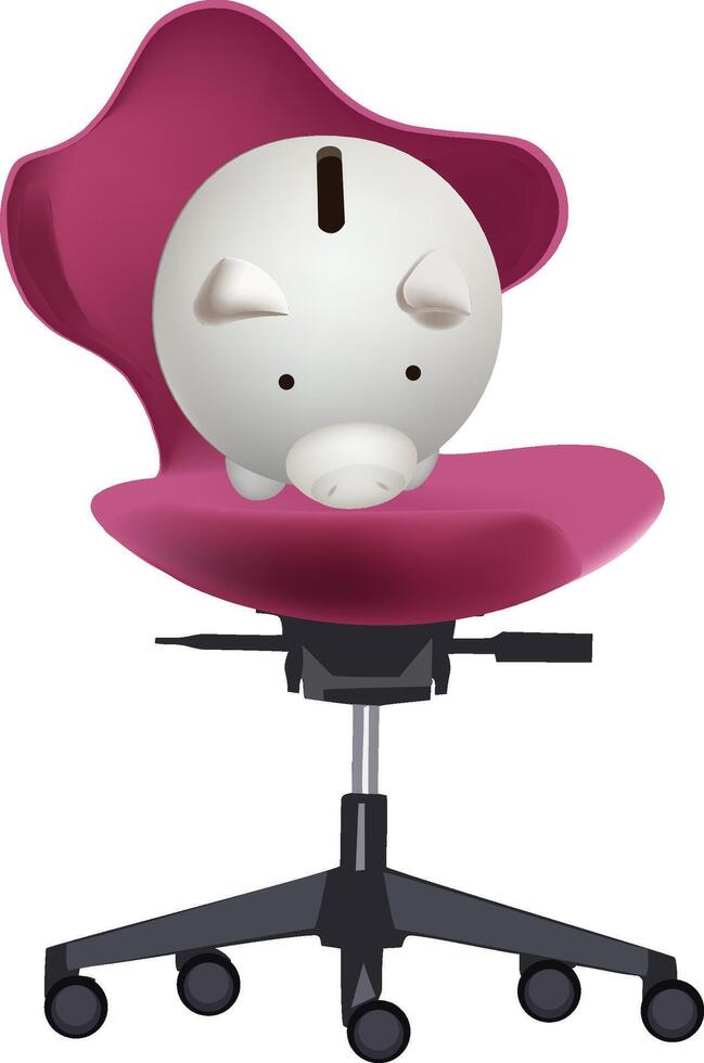 Piggy bank sitting on a chair symbolizing saving money vector