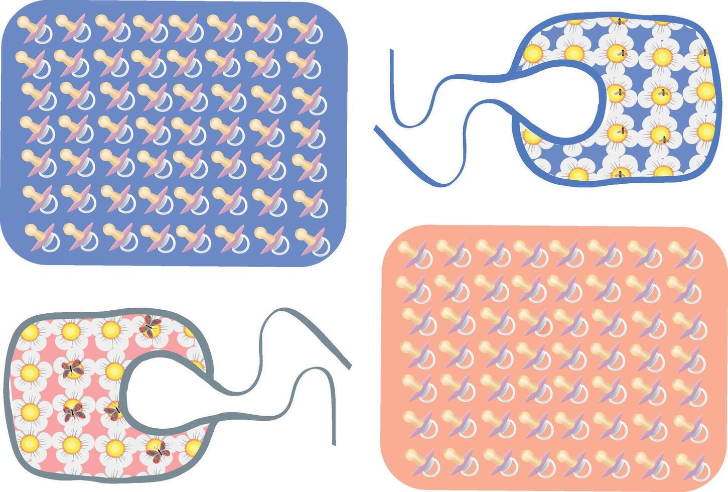 Baby bibs and pacifiers forming a seamless pattern vector