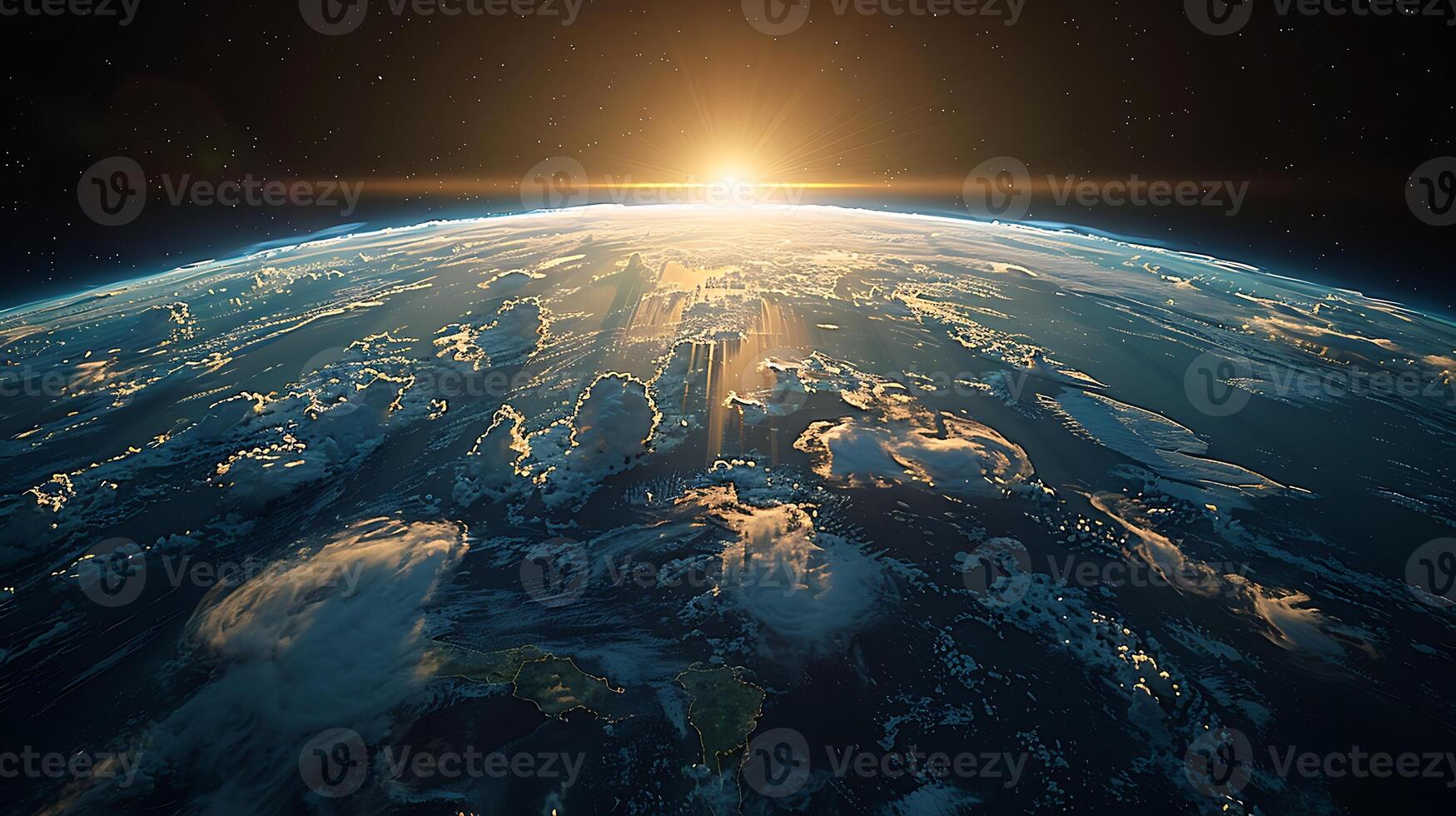 Image of the sunrise above the earth photo