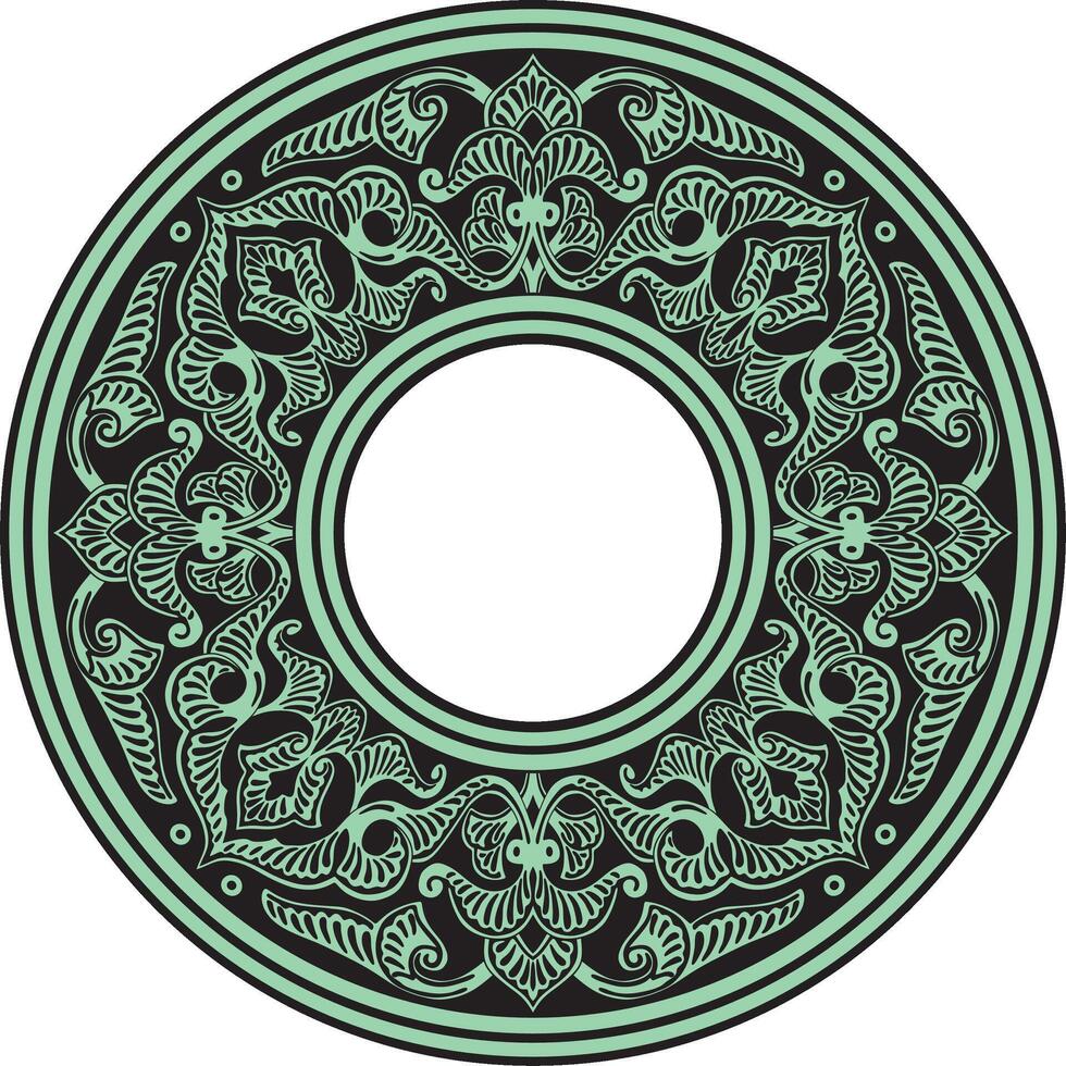 green round oriental ornament. Arabic patterned circle of Iran, Iraq, Turkey, Syria. Persian frame, border. vector